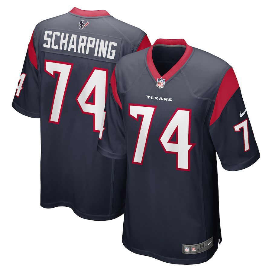 Men Houston Texans #74 Max Scharping Nike Navy Game NFL Jersey